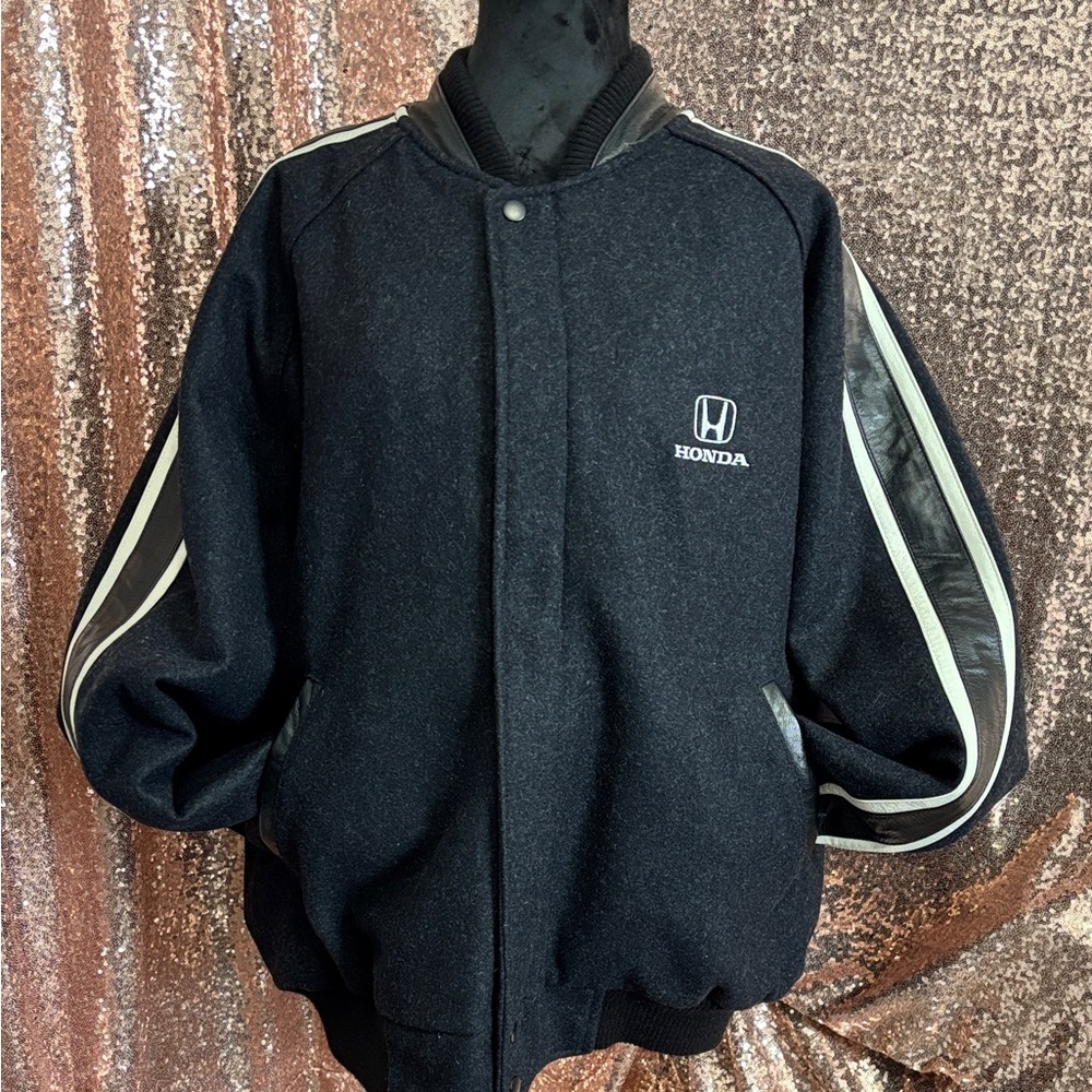 Men’s Large Honda Wool/Leather Jacket